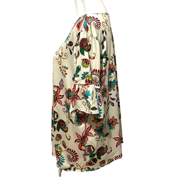 C'est La Vie Womens Floral Pullover Top XL Beige - Picture 4 of 6